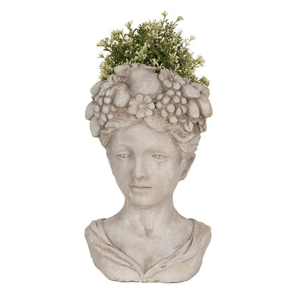 Bloempot hoofd 22x21x35 cm grijs steen