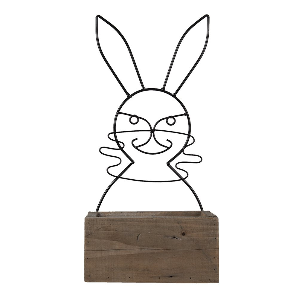 Bloempot konijn hout bruin