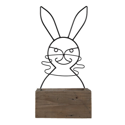 Bloempot konijn hout bruin