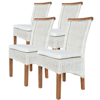 Eetkamerstoelen Perth Set Rattan Witte Stoelen Duurzaam