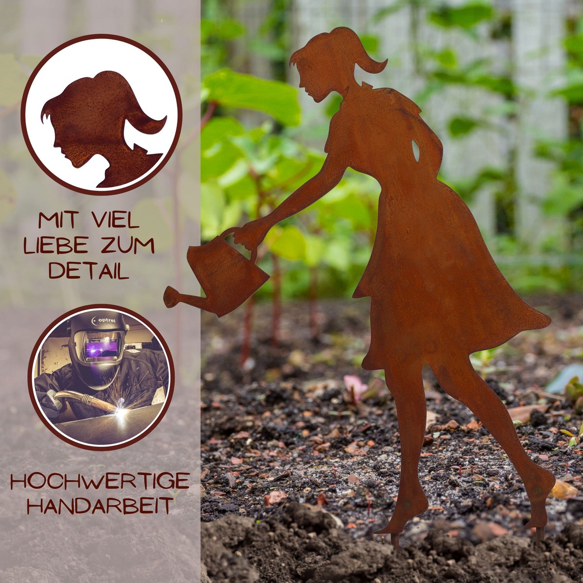 Tuindecoratie metaal 60 cm roestafwerking