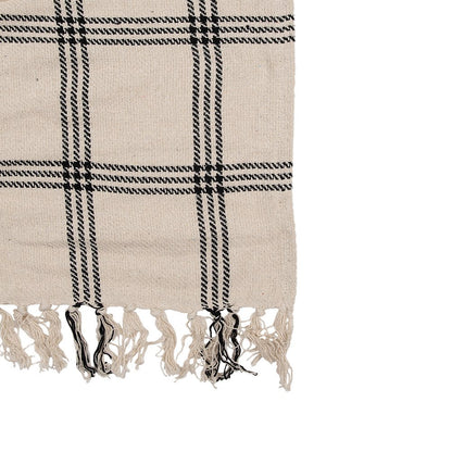 Plaid 125x150 cm katoen beige zwart ruiten