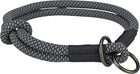 Hondenhalsband half-slip rond gevlochten touw 40x1 cm zwart grijs
