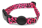Honden halsband verstelbaar 30-42 cm leo print roze