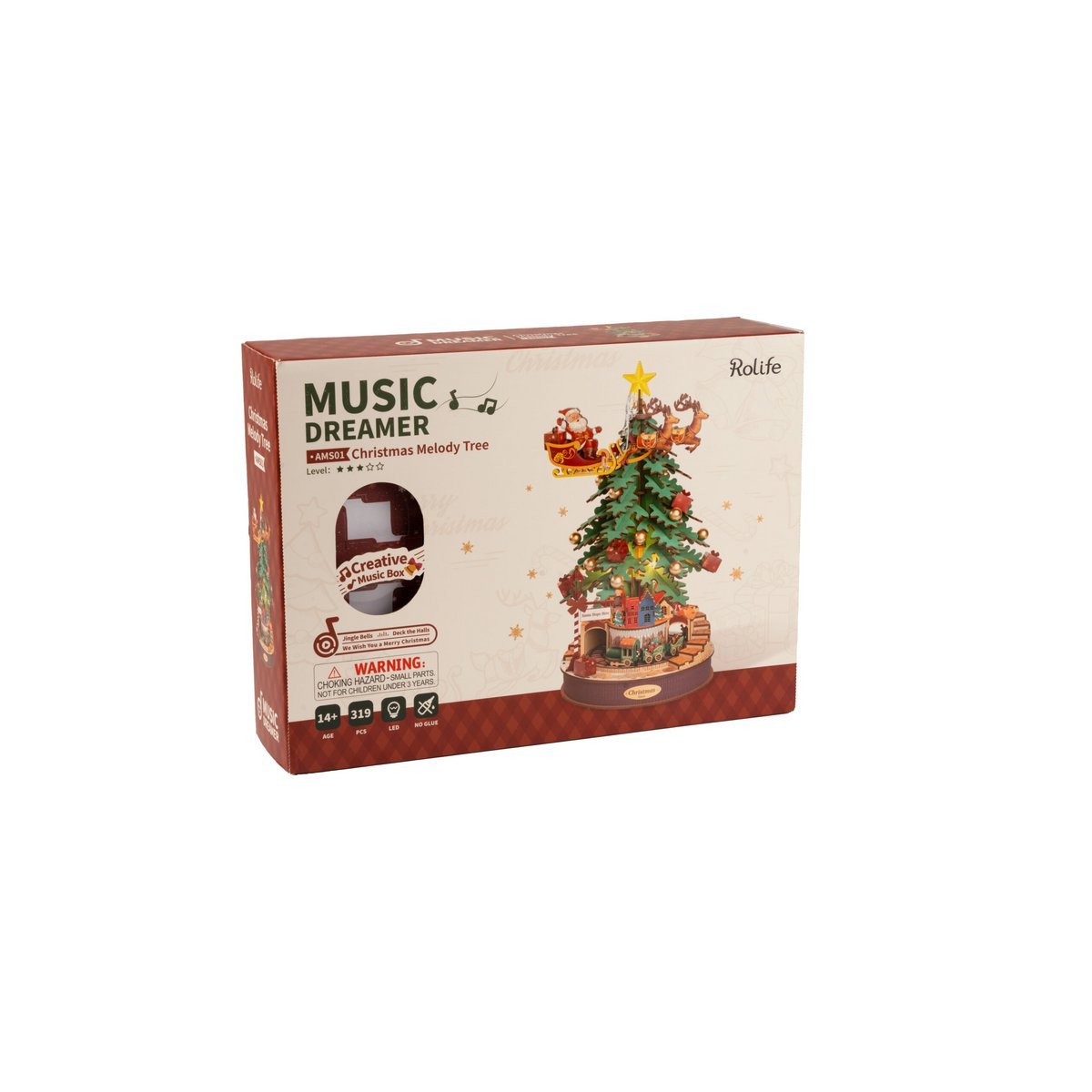 Robotime, Music Box Wood DIY 3D Puzzle Christmas Melody Tree, AMS01, 30x30x40cm