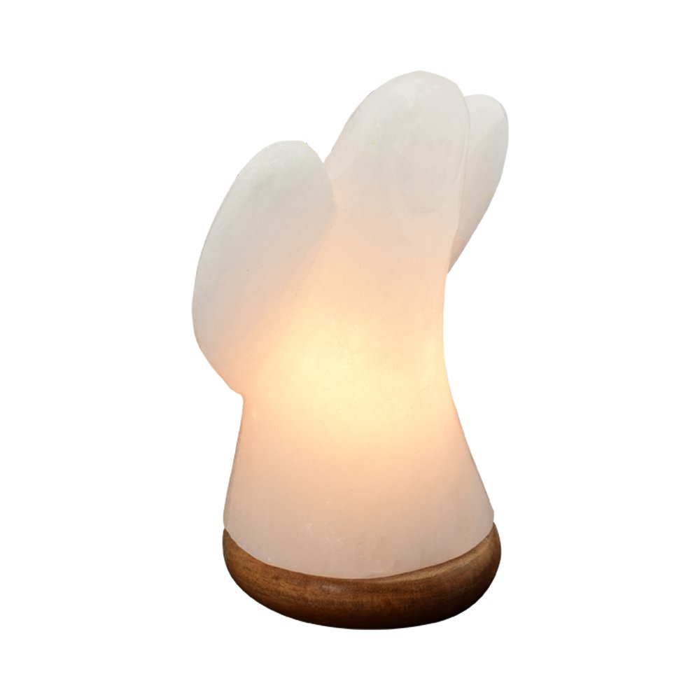 Zoutlamp engel 19 cm wit hout