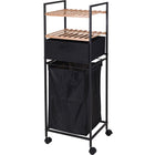 Badkamerrek met wasmand 38x33x105.5 cm bamboe metaal