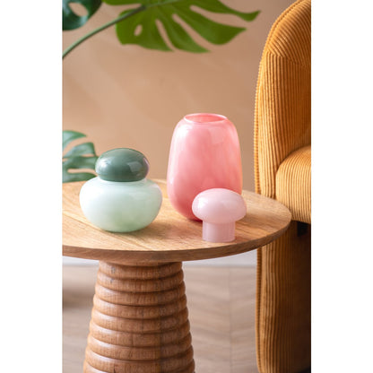 Vaas roze glas met dop 13x22 cm