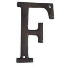 IJzeren letter F 13 cm bruin