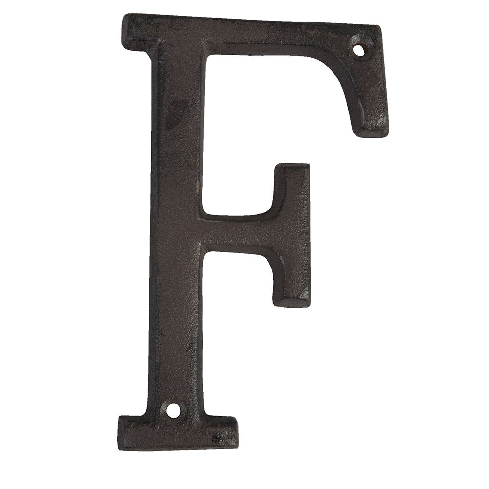 IJzeren letter F 13 cm bruin