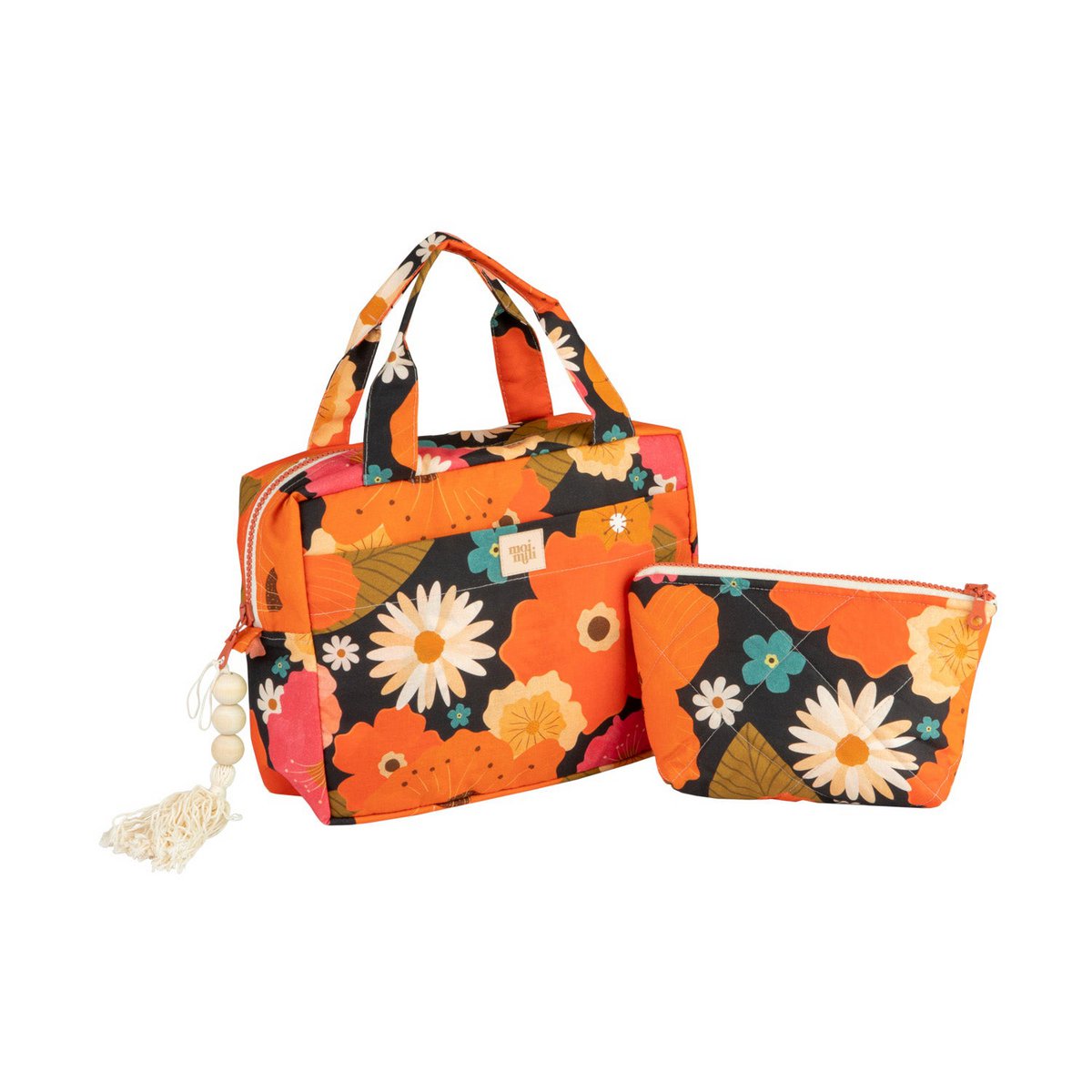 Make-uptasjes set 2 stuks katoen bloemenprint