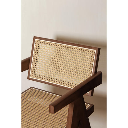 Luxury Design Chair Pierre Jeanneret Walnut Rattan Chandigarh