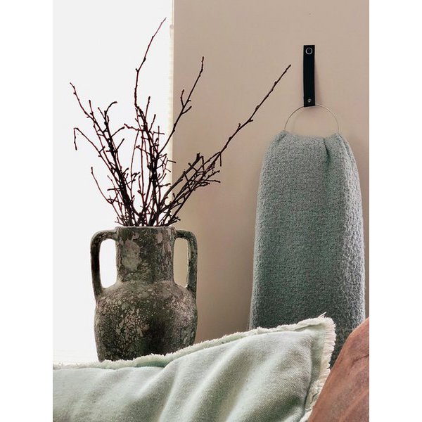 Handdoekring leer 15 cm metaal