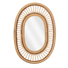 Oval Wall Mirror Rattan Light Brown L59 x W40 x H3 Cm
