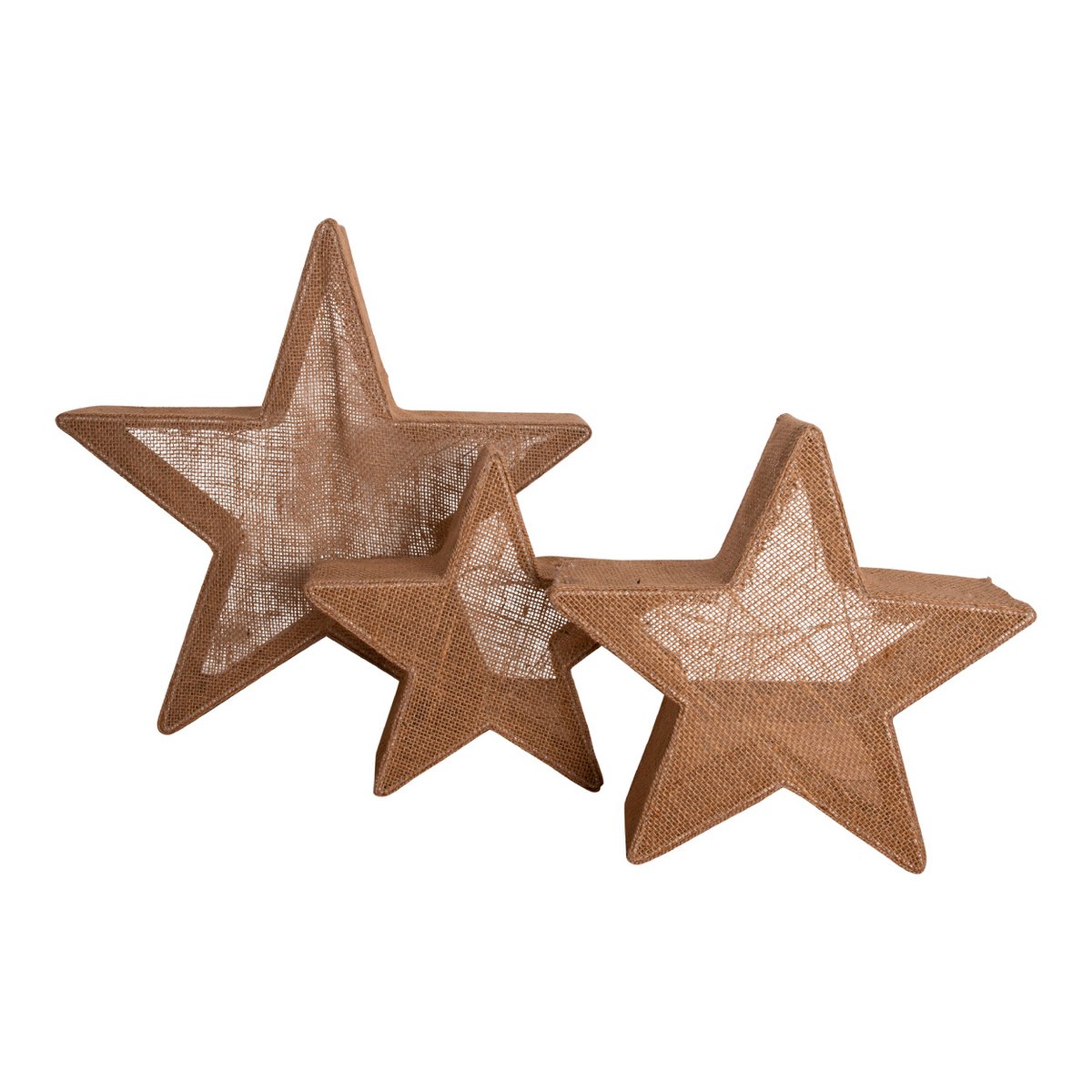 LED sterren decoratie set 3 stuks bruin