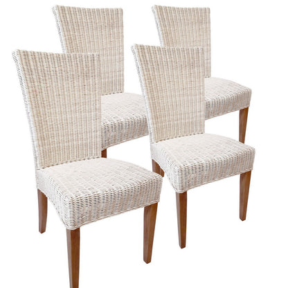 Eetkamer Stoelen Rattan Set Van 4 Stuks Wit Cardine Modern