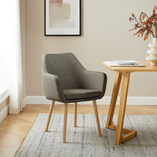 Fauteuil bruine structuurstof massief eikenhout