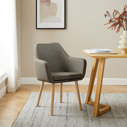 Fauteuil bruine structuurstof massief eikenhout