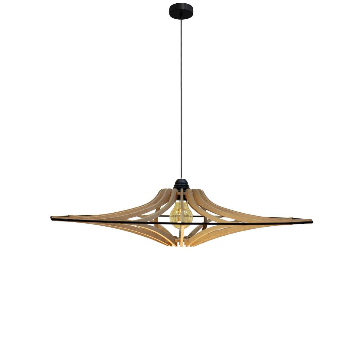 Hanglamp 65 cm MDF zwart