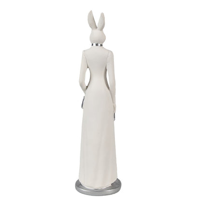 Konijn beeld 28 cm wit polyresin