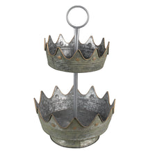 Etagère 2 laags Ø 33x53 cm Grijs Groen Metaal fruitschaal etagère