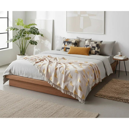Plaid 130x170 cm katoen perzik geometrisch