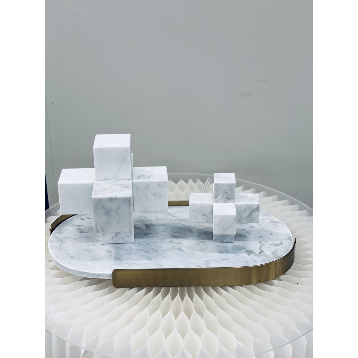 Marmeren kruis 15 cm wit
