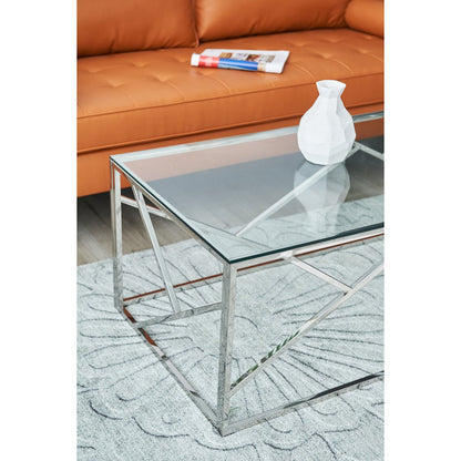 Salontafel 120x60 cm glas zilver