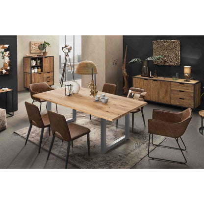 Eettafel 200x100 cm massief hout ijzer