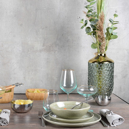 Vaas groen met gouden rand 16x29 cm glas