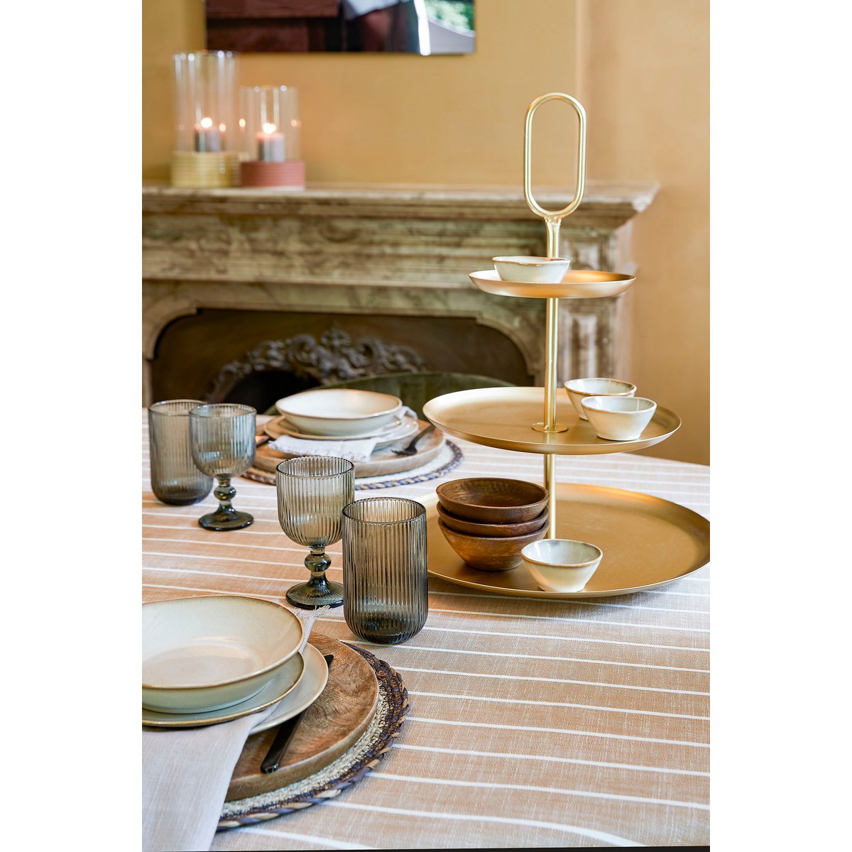 Etagere 3 laags 38x38x55 cm metaal goud