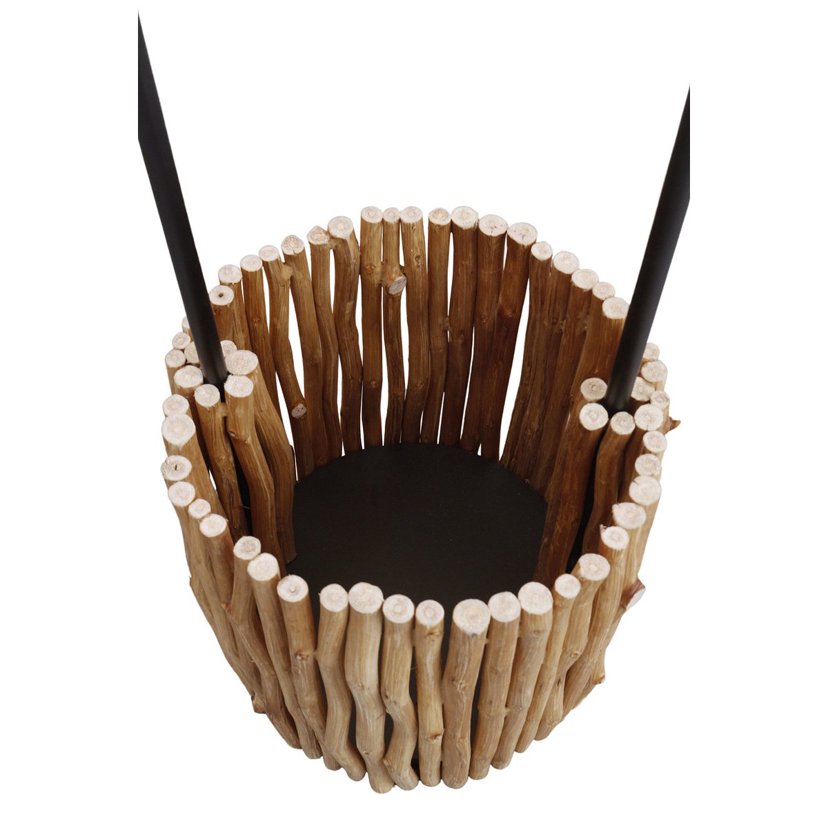 Vloerlamp drijfhout naturel/wit 155 cm met plantenmand