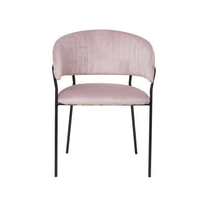 Stoel roze fluweel matzwart metaal 55x50x80 cm