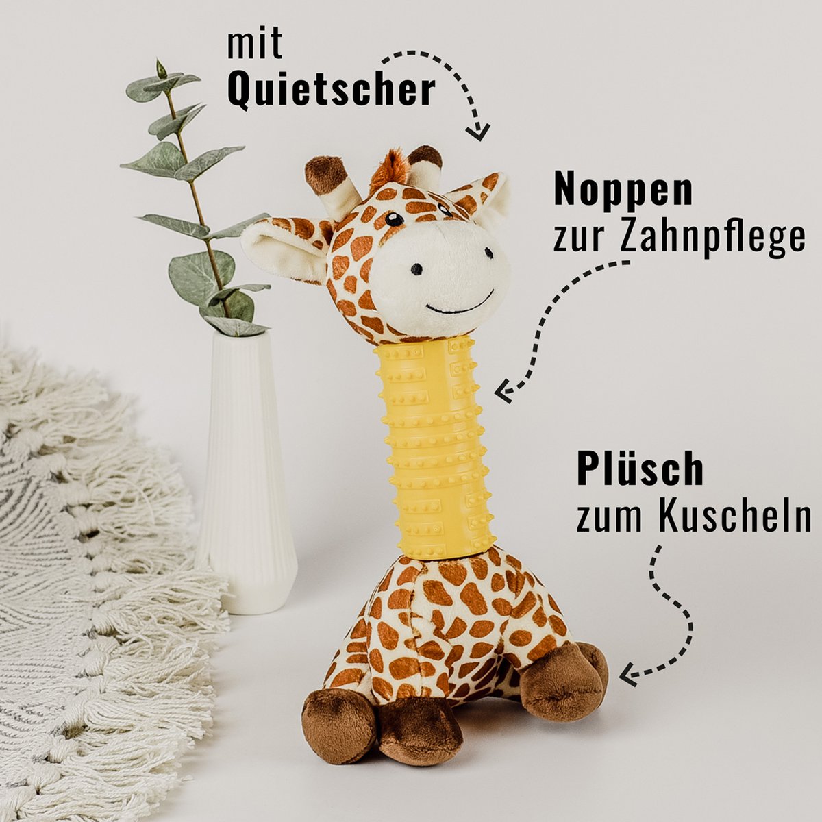 Hondenspeeltje giraffe 29.5 cm polyester TPR geel oranje