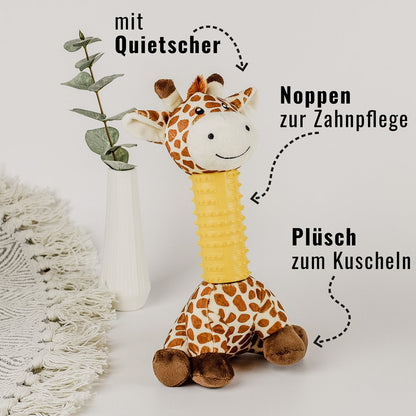 Hondenspeeltje giraffe 29.5 cm polyester TPR geel oranje