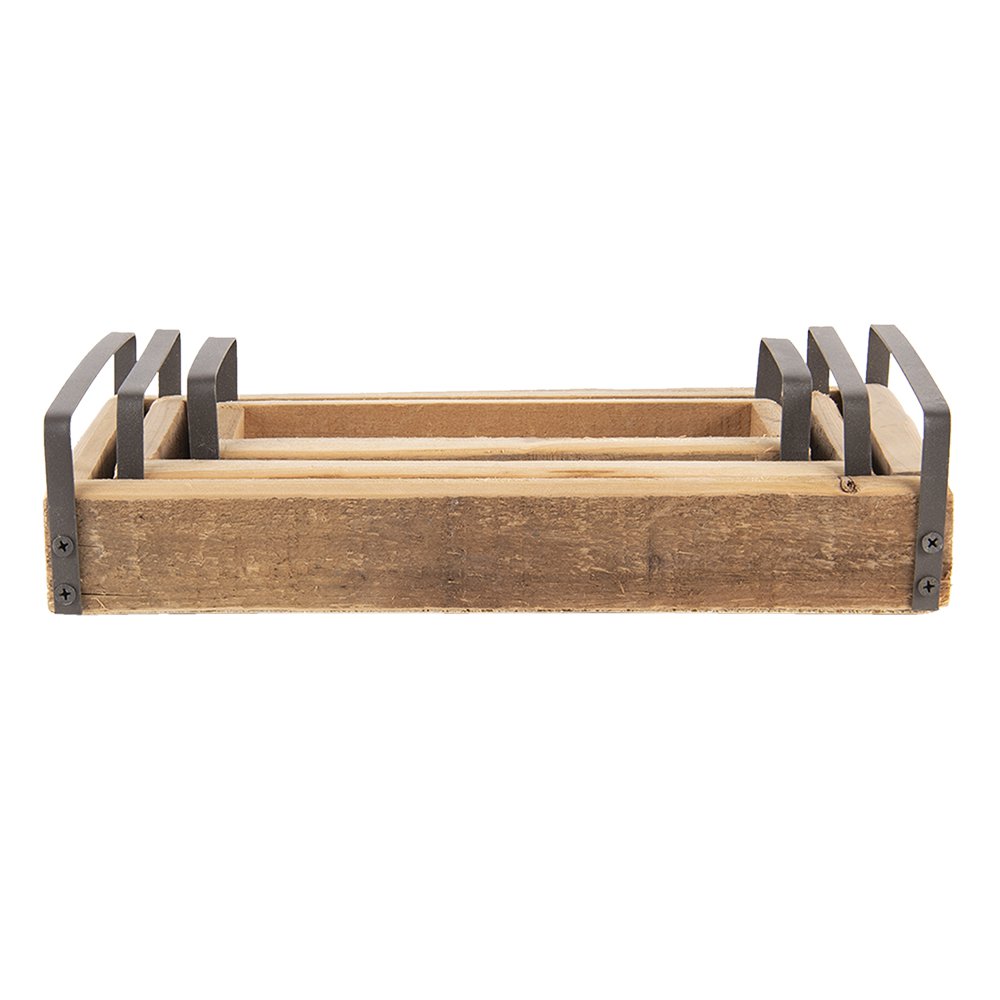 Dienblad set 3 stuks bruin hout