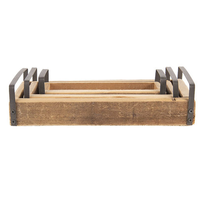 Dienblad set 3 stuks bruin hout