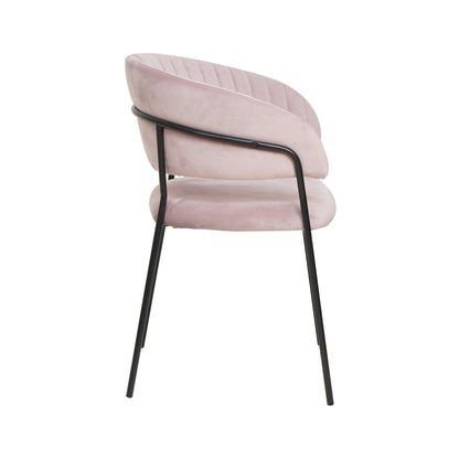 Stoel roze fluweel matzwart metaal 55x50x80 cm