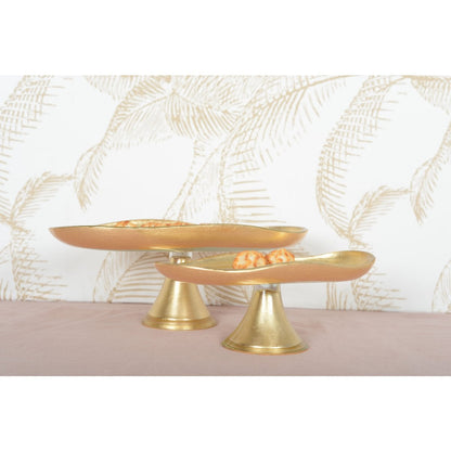 Gold cake stand on foot small model 27.5x14.5x10cm