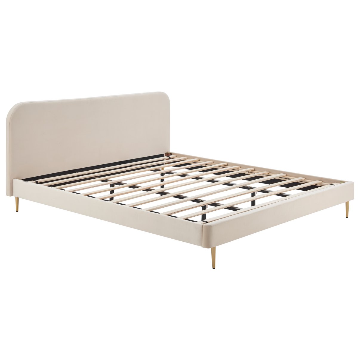 Bed 180x200 cm beige fluweel
