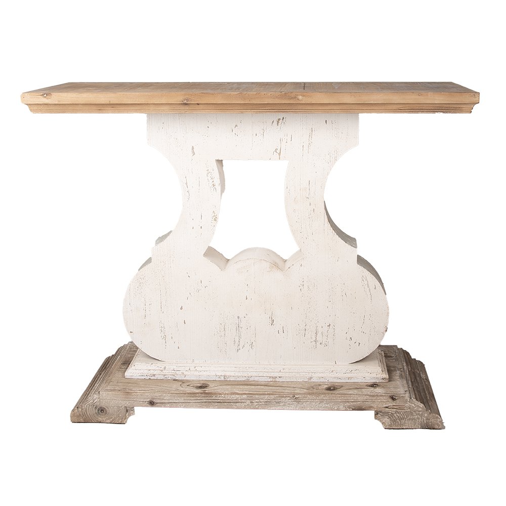 Sidetable 121x40x99 cm massief hout beige grijs