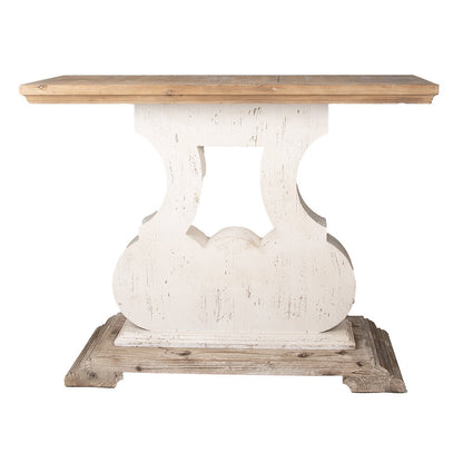 Sidetable 121x40x99 cm massief hout beige grijs