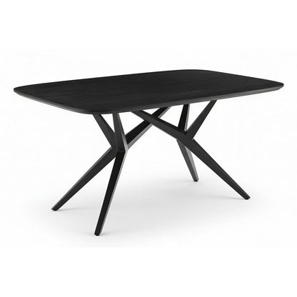 Eettafel 180x90 cm massief mangohout zwart stalen frame
