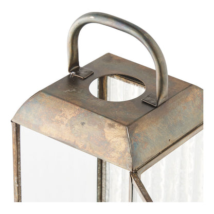 Herslev Lantaarn, glas/metaal, antiek messing look, 12x12x60 cm