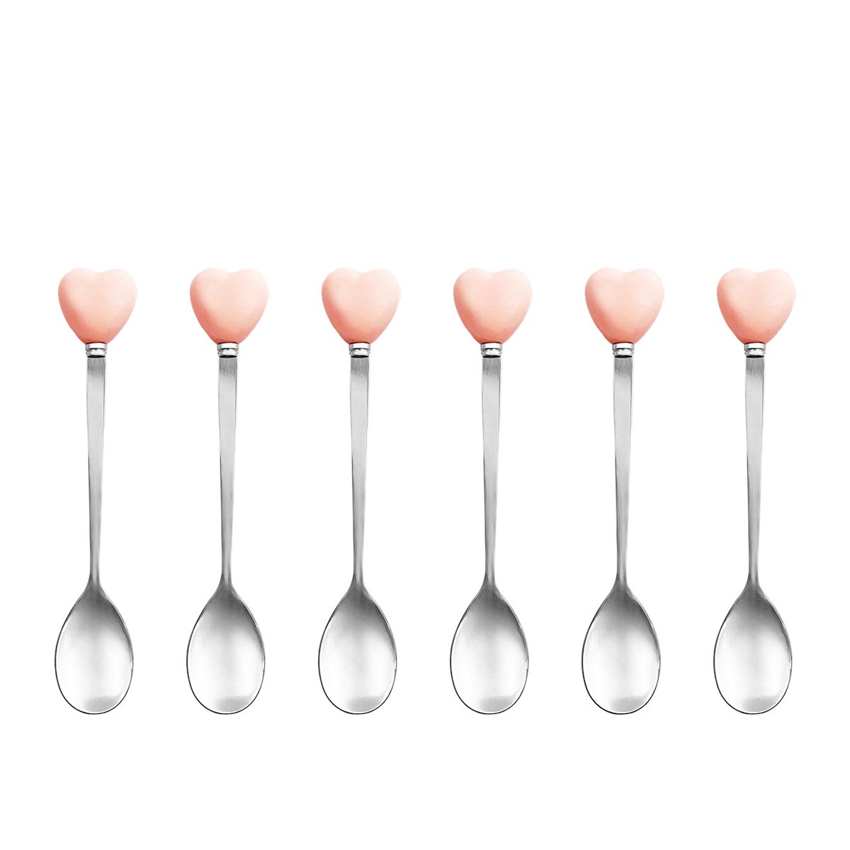 Theelepels roze met houder set van 6