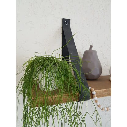 Leren plankdragers set van 2 legergroen 4 cm