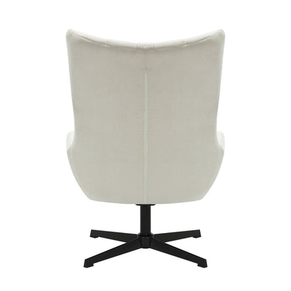 Fauteuil met kruk corduroy beige