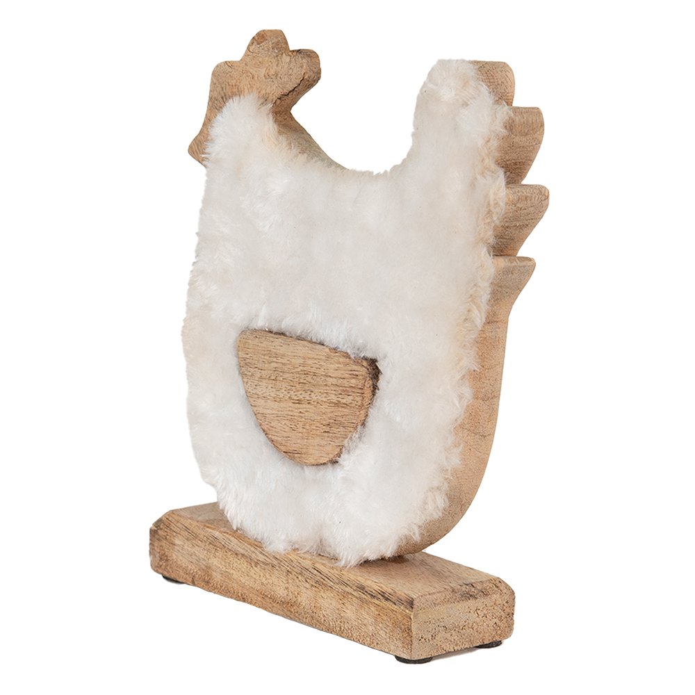 Figurine Rooster 18x5x21 cm White Brown Wood Home Decor