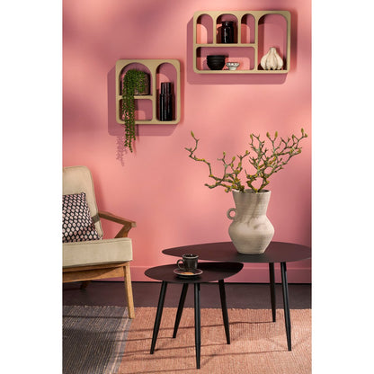 Bijzettafels set 2 zwart metaal L80 B60 H47 cm