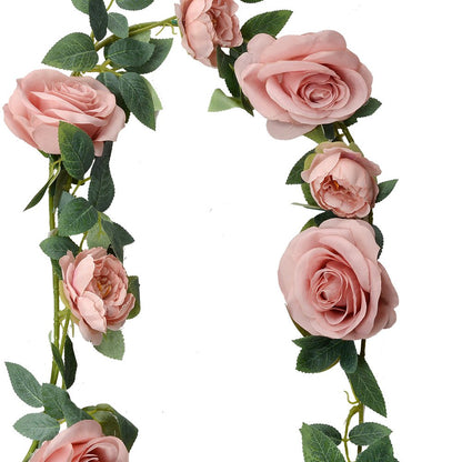Artificial Flower Garland 150 cm Pink Green Plastic Roses